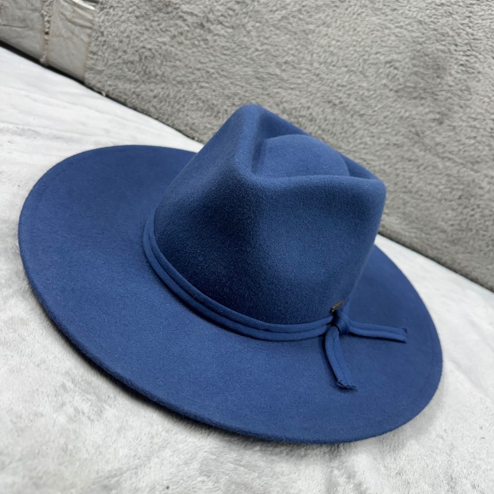 Brixton Messer Fedora‎ Women S Blue Excellent 100% Wool Wide Brim Hat 56cm